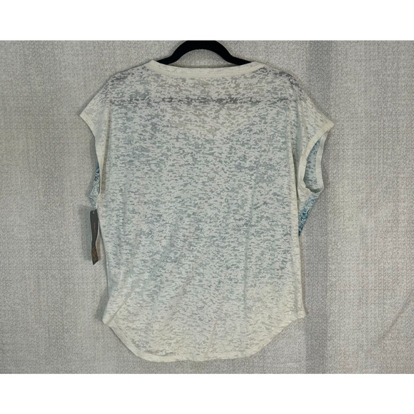 Daisy Fuentes Top Womens Medium Blue Burnout Cap Sleeve Intage Tee Blouse NWT - Picture 2 of 9